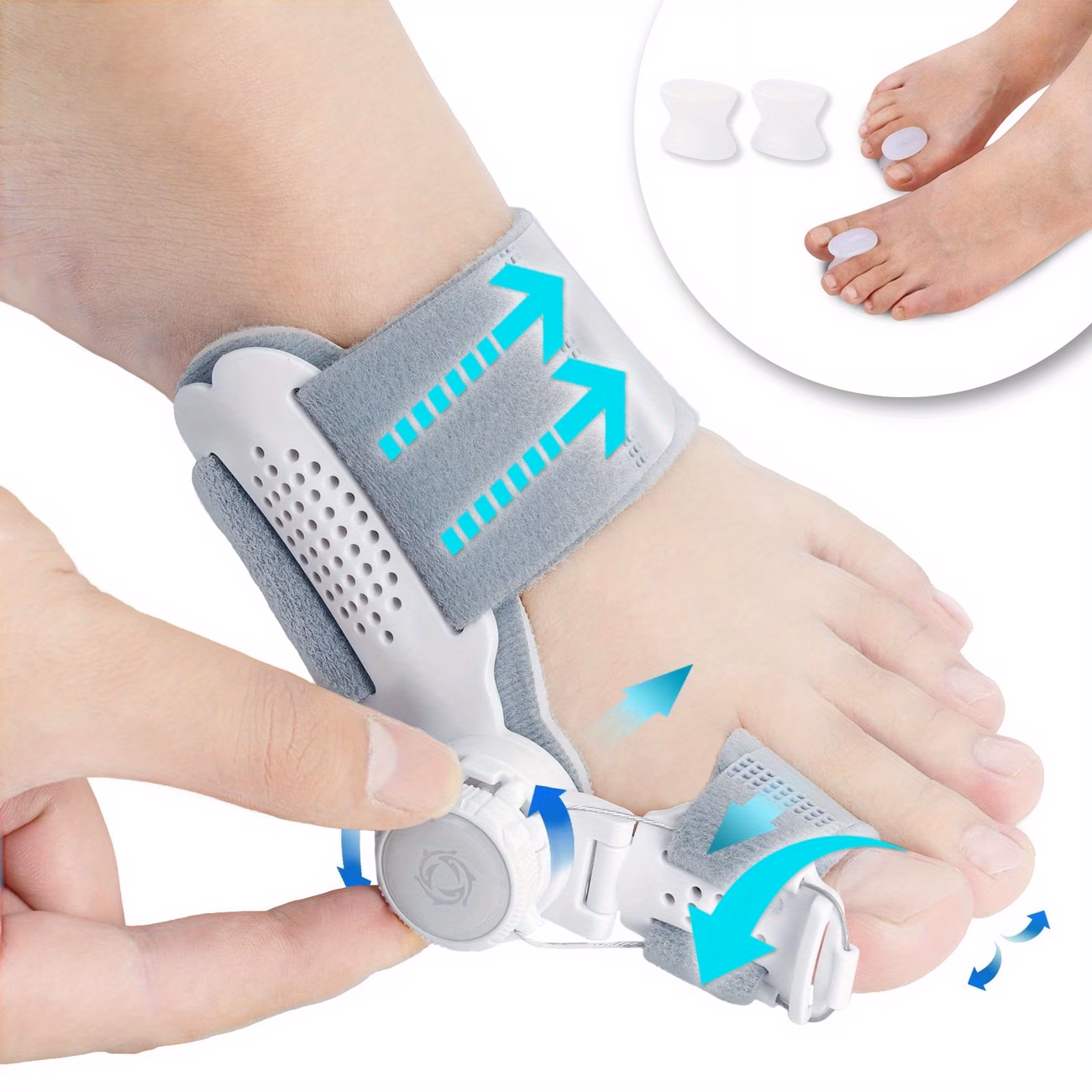 toe support kit 1 adjustable with 4 toe separators big toe soft nylon abs structure night wear ideal gift for holidays special occasions care gift pack Product details 1