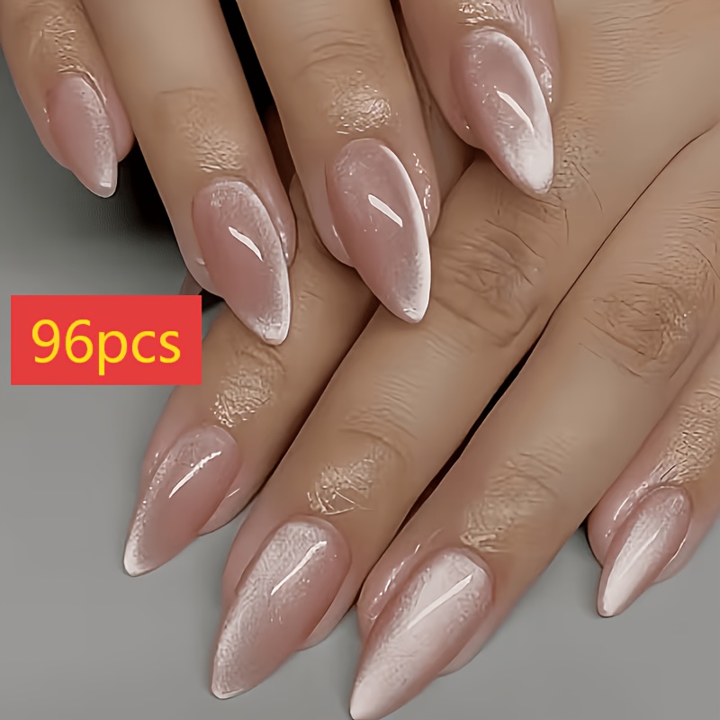 TEMU 96 uñas postizas prensadas de , adecuadas para , citas y uso diario - - Uñas prefabricadas Eye con aplicación en spray, forma de de media,