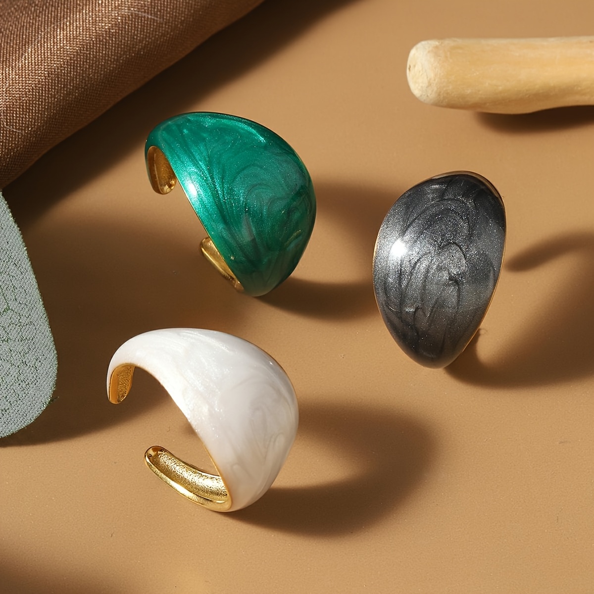 Enamel Drip Glaze Stainless Steel Open Ring