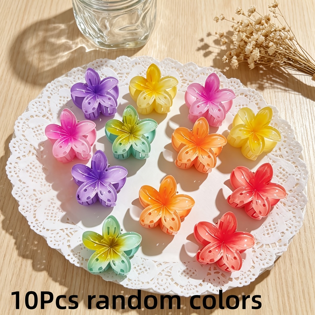 TEMU Juego de 10 pinzas para el pelo de flores pequeñas románticas y delicadas y pinzas de tiburón, pinzas para el pelo de mujer, colores aleatorios,