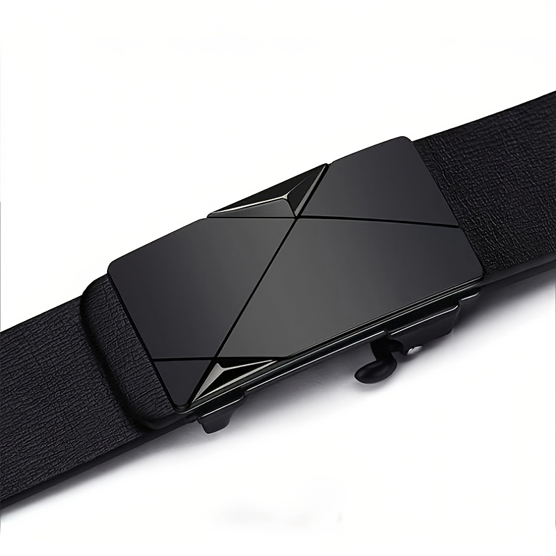 Men's Leather Belt with Automatic Buckle, Comfortable Fit