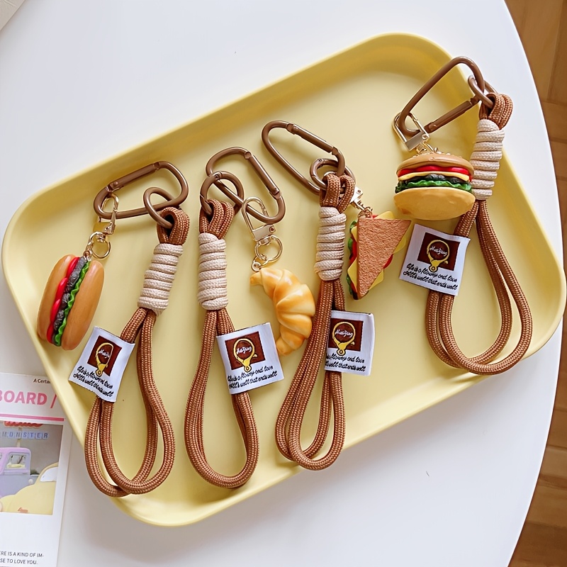 

Miniature Food-themed Keychains, Handcrafted Pvc Resin, Cute Pendant Key Rings, Novelty Bag Accessories, , Hotdog, Sandwich, Baguette Keychains For Women, Car Key Chain Jewelry