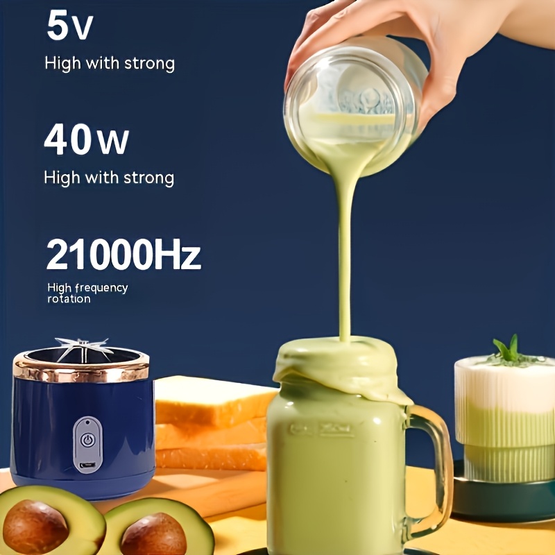 portable usb rechargeable blender for smoothies and purees 2 cup capacity 6 blade multifunctional personal juicer round   with built in lithium battery for diy juice and vegetable mixes under 1l kitchen appliance details 5