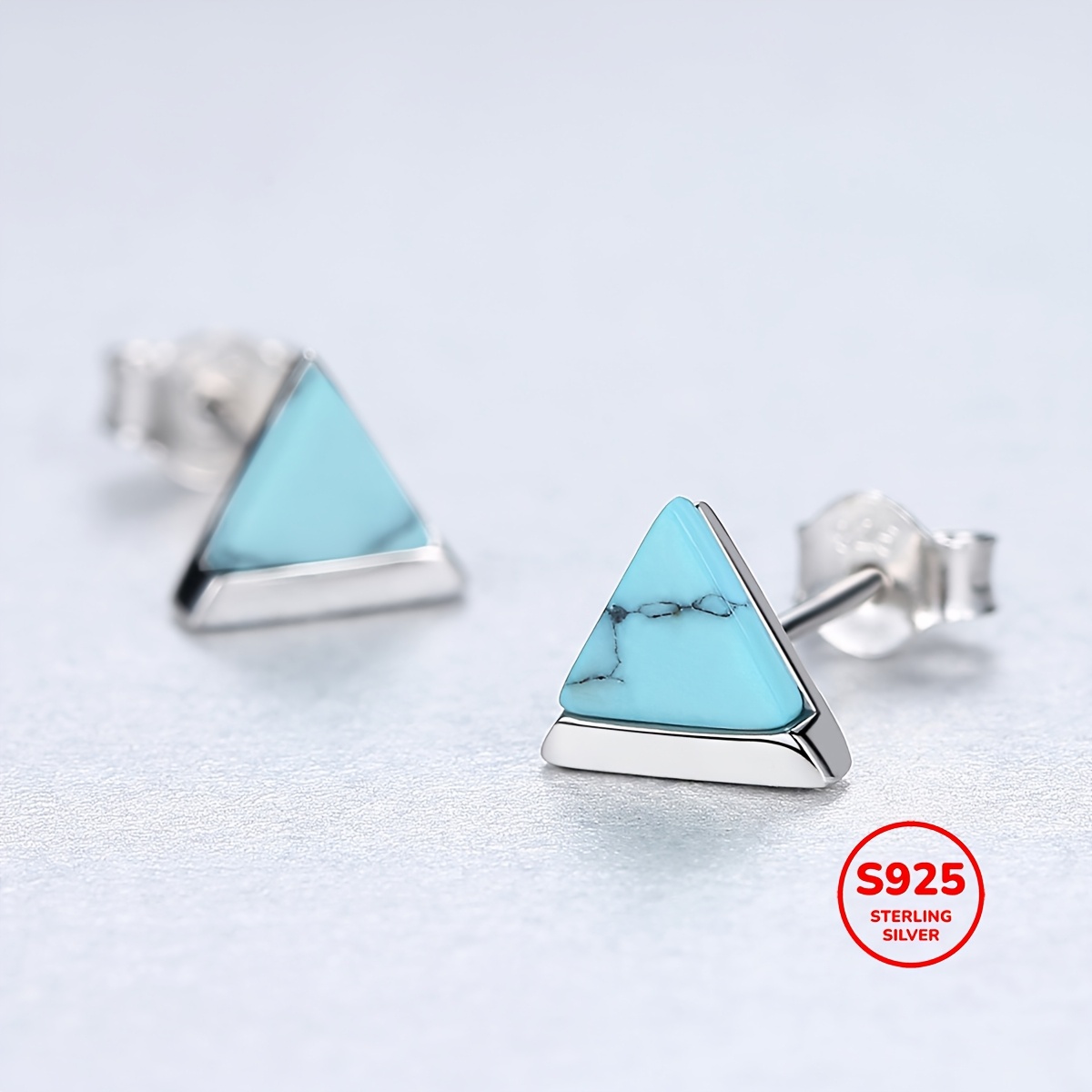 

Pinannie Elegant 925 Sterling Silver Stud Earrings With Turquoise, Versatile Daily & Gift Wear, Ideal For Sports Fans And Accessory