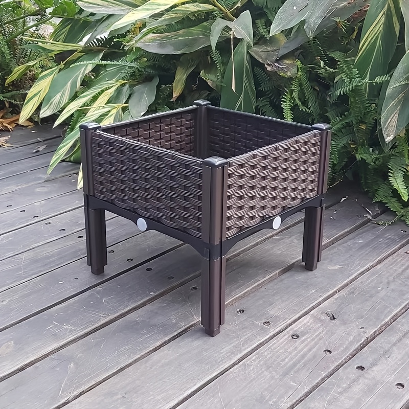 E-shop 1/2 Stück Erhöhter Gartenbeet mit Beinen, Klassische gewebte schwarze Pflanzbox aus Kunststoff, geeignet für den Außenbereich - Ideal zum