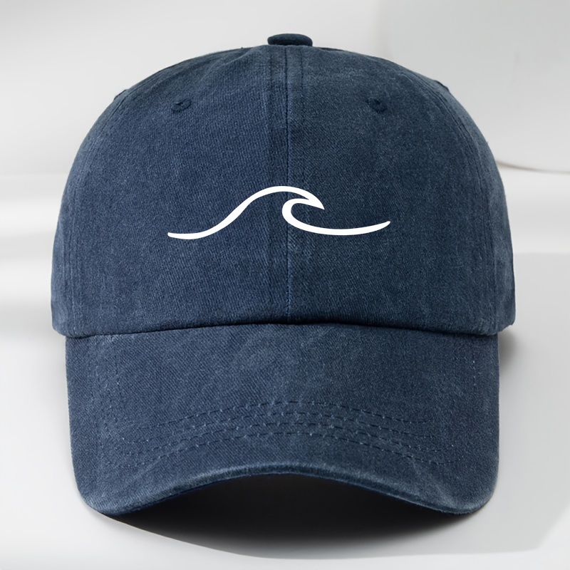 TEMU Wave Embroidery Baseball Washed Duckbill Hat Outdoor Sports Casual Travel Shade Hat