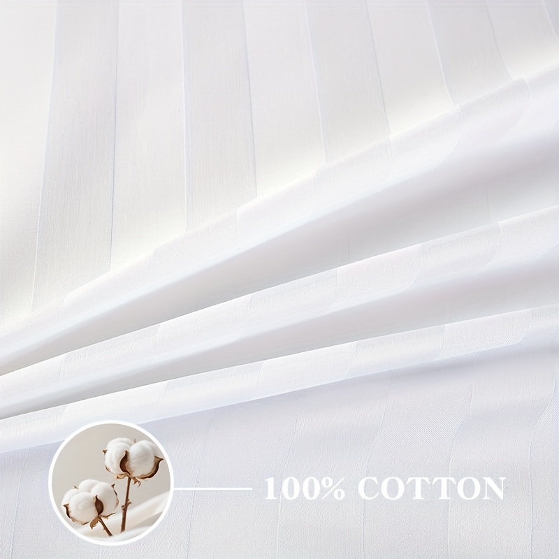 100% Egyptian Cotton, 3pcs Fitted Sheet Set (1 Fitted Sheet + 2 Pillowcases), Egyptian Cotton, Mattress Cover, 40cm Deep Pocket Design, 500 Thread Count, Suitable for Bedroom, Luxury Hotel, Guest Room