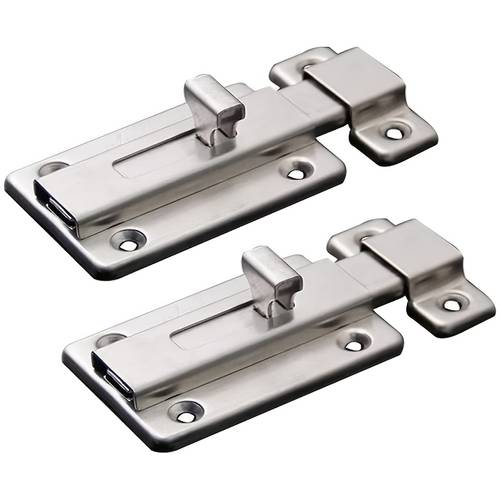 2pcs stainless steel door bolts surface mounted sliding door lock heavy duty slide for internal doors bedroom bathroom closet silvery