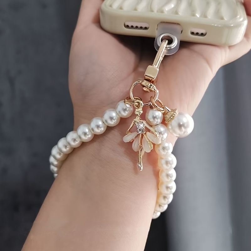 

New Fashionable Women's Pearl Short Mobile Phone Lanyard Wrist Strap, Beads Keychain, Mobile Phone Strap, Bag Pendant, Small Gift