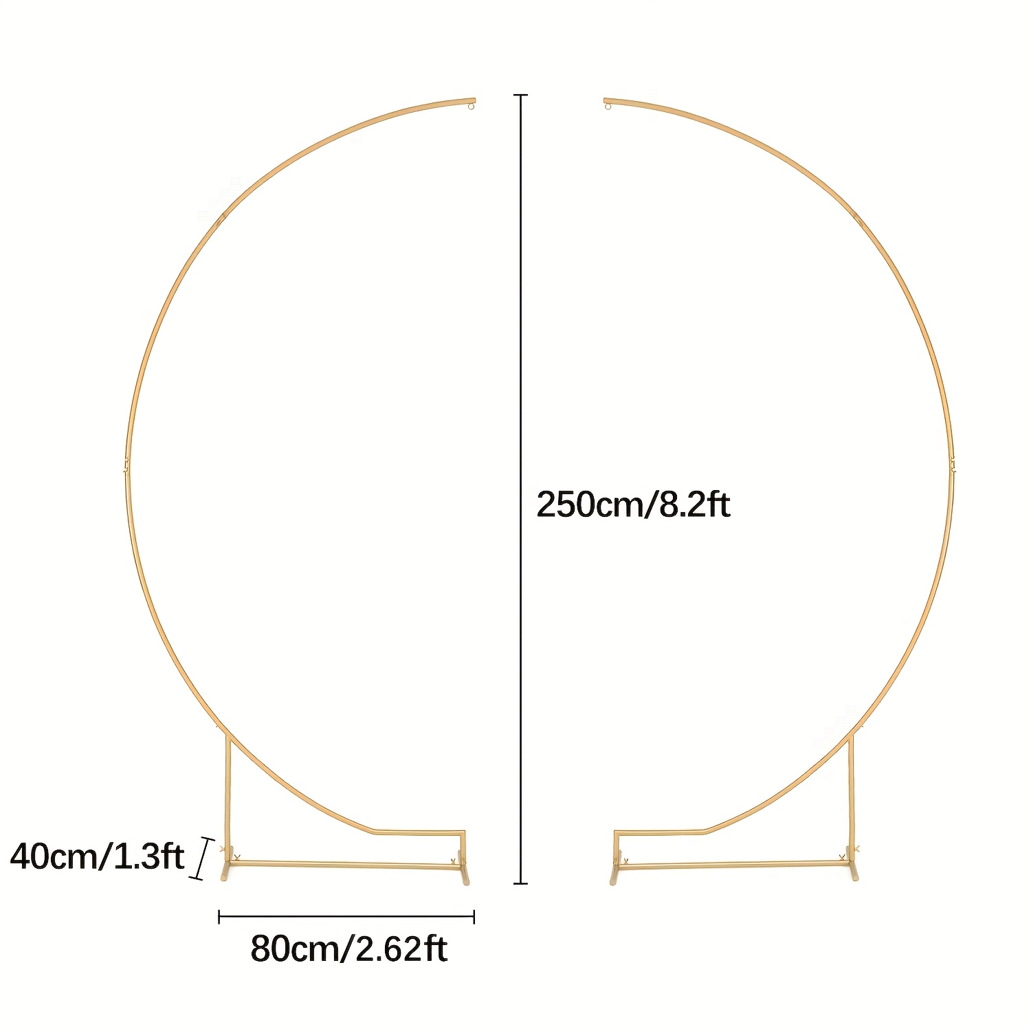 TEMU 2pcs Golden Metal Wedding Arch Backdrop Stand - Heavy-duty Curved Arch With Half, Sturdy Frame Suitable For Weddings, , Photo Shoots, Decor