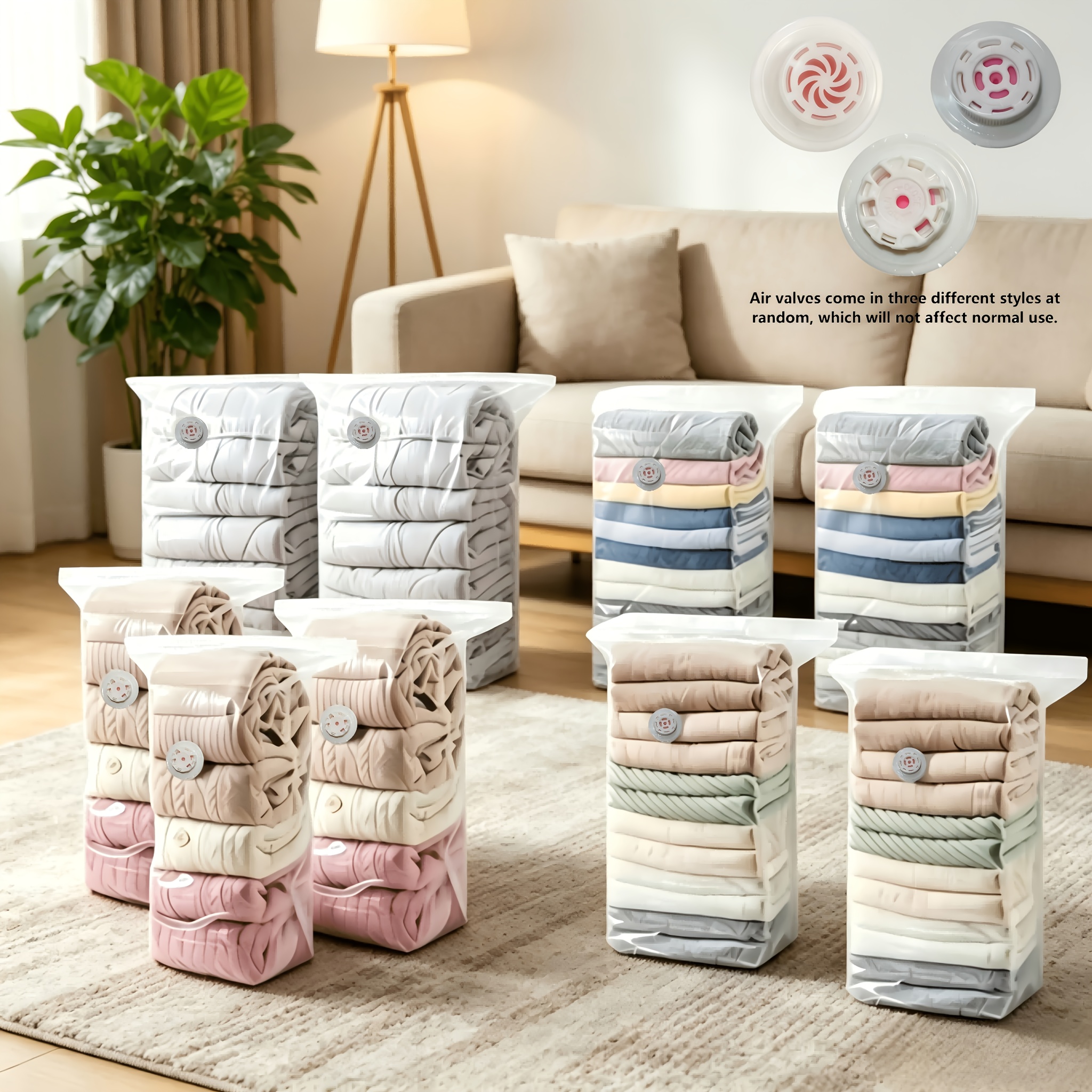 TEMU Juego de 9 piezas, Tamaño combinado Air-Free, , Bolsas de almacenamiento al vacío engrosadas, Específicamente para edredones, Organización de