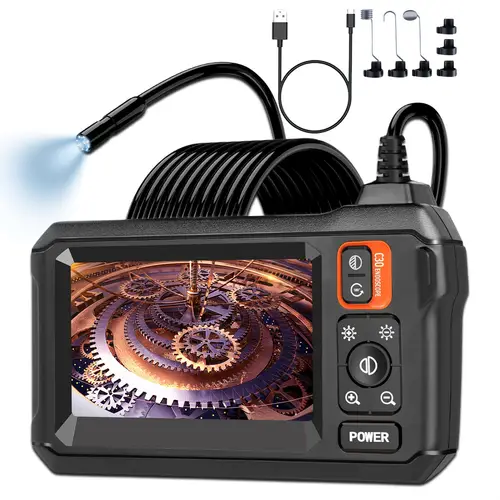 industrial endoscopic inspection camera 4 3 inch ips borescope sewer camera with handheld snake camera with 8 led lights 16 5ft semi rigid cable 16 4ft