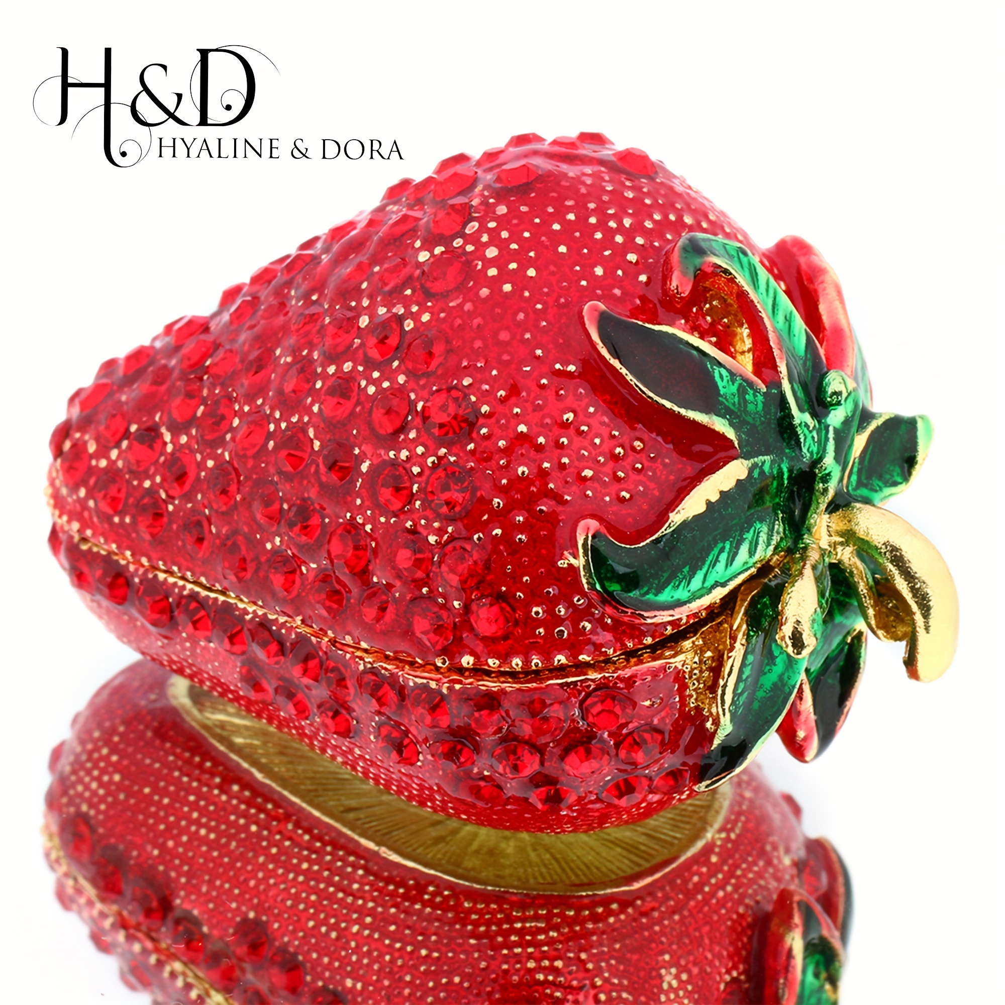 

H&d Hyaline& Handmade Red Strawberry Jewelry Box, Hinge Trinket Box Designed For Girls, Hinge Box Loved By Women