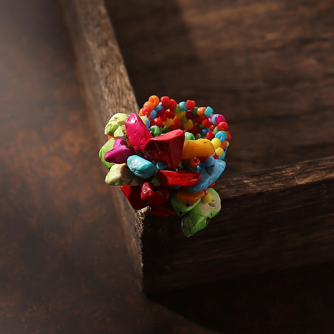 Bohemian Vacation Style Rice Beads Beaded Band Ring