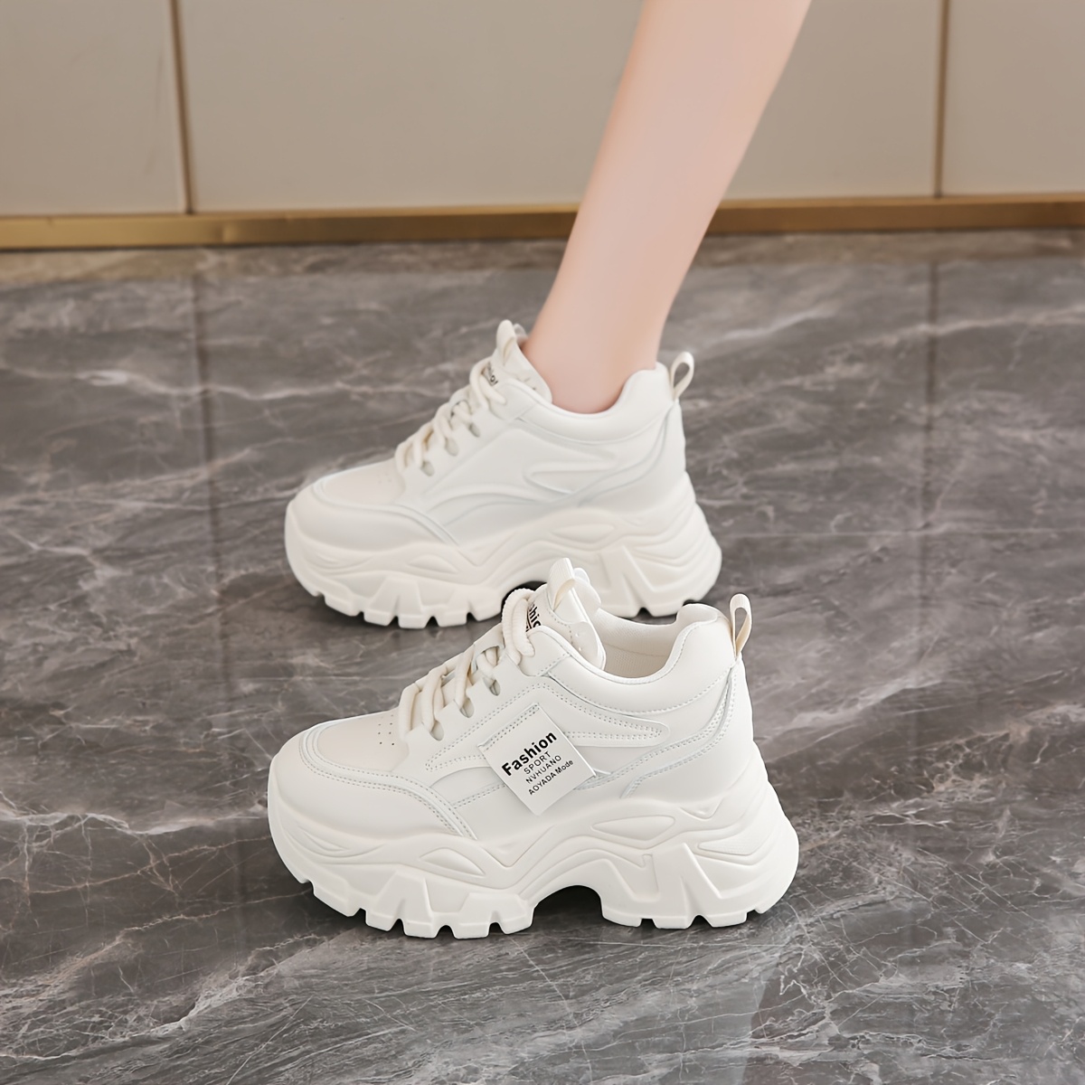 Chaussures Baskets à Plateforme Épaisses pour Femmes avec Hauteur  Intérieure de cm Semelle en PVC Résistante et Doublure Respirante,  Confort Toute