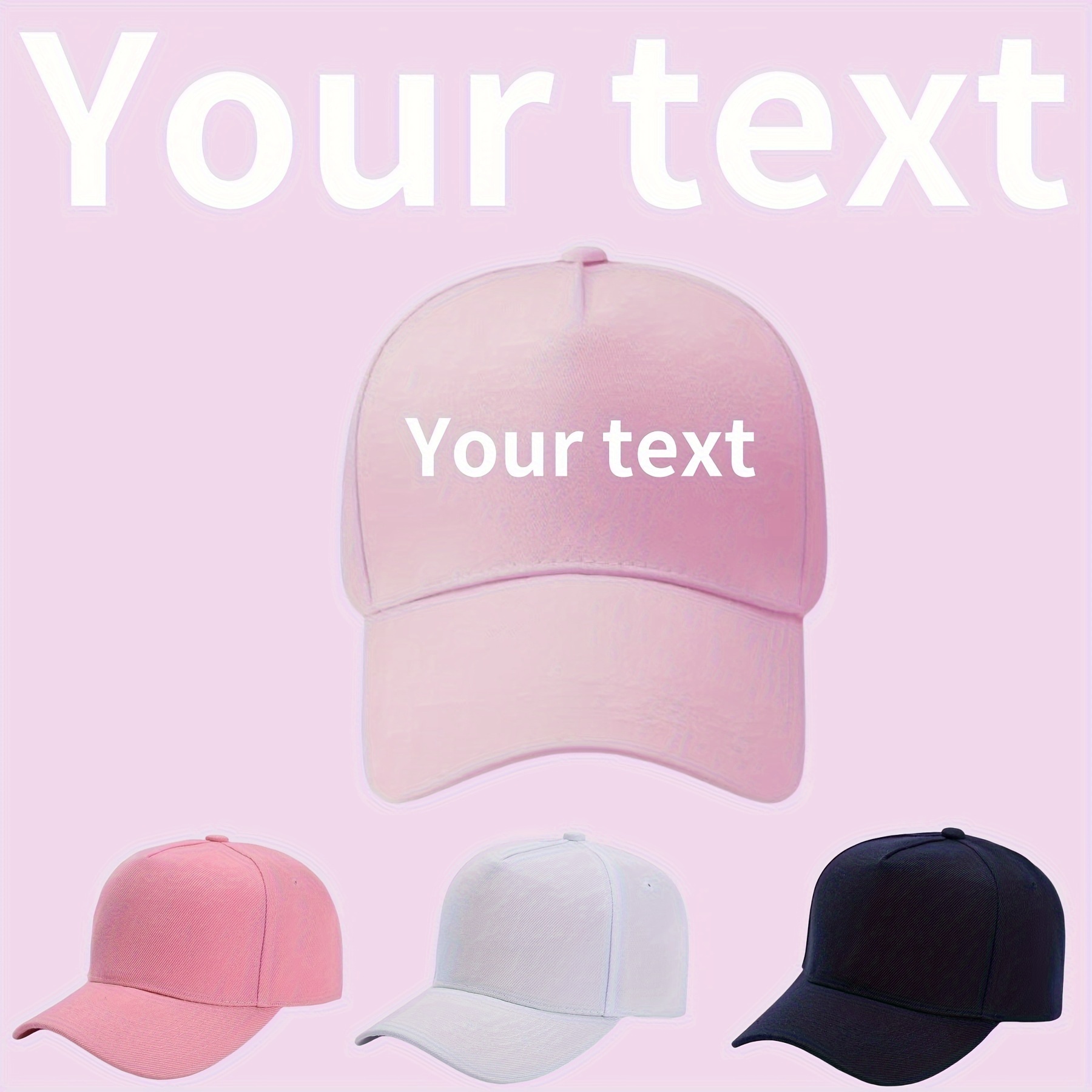 

Customizable Text Baseball Cap, 100% Cotton Soft Washed Fabric, Unisex Adjustable Head , Casual Summer Sun Hat For Men And Women