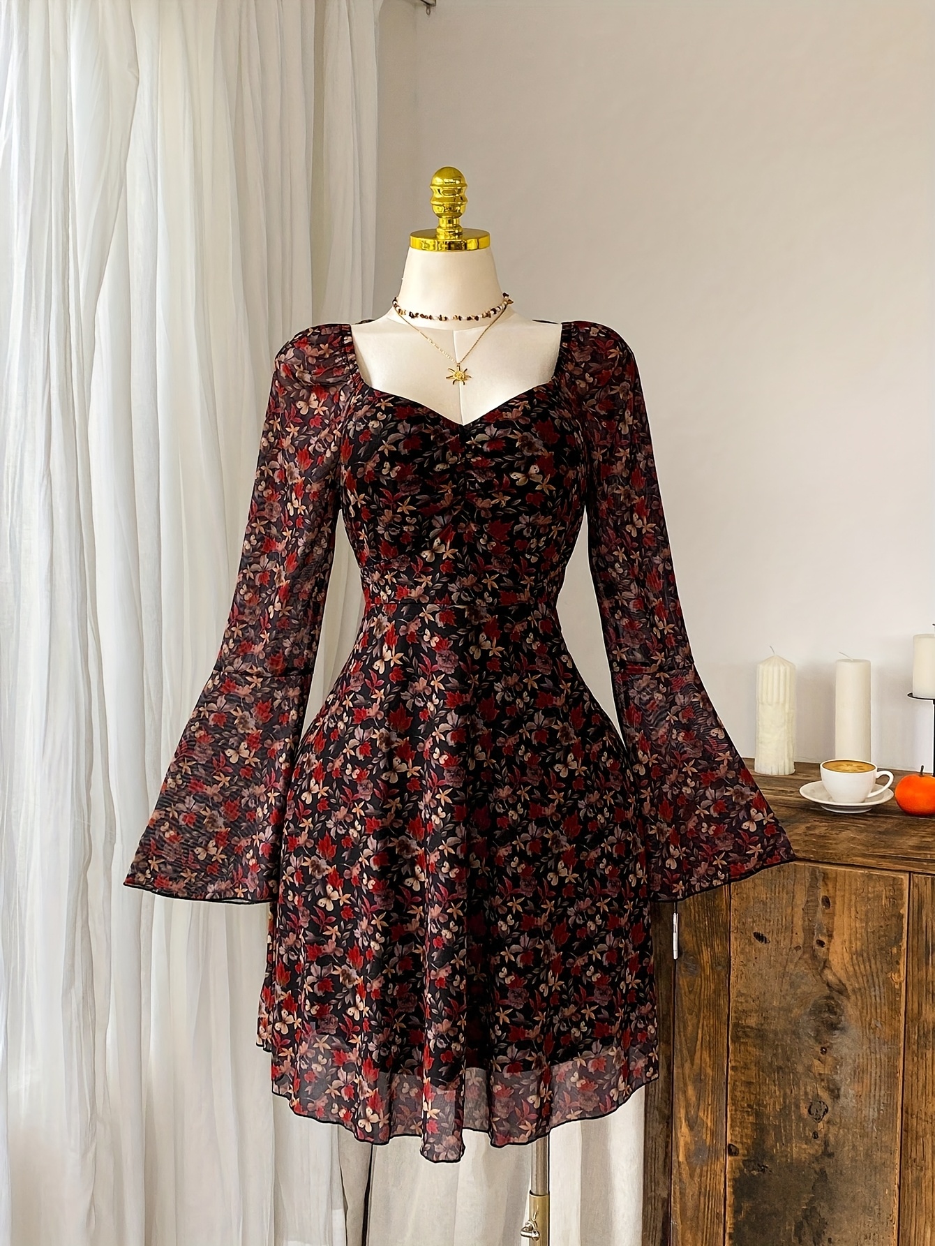 floral chiffon dress sold on Temu United States