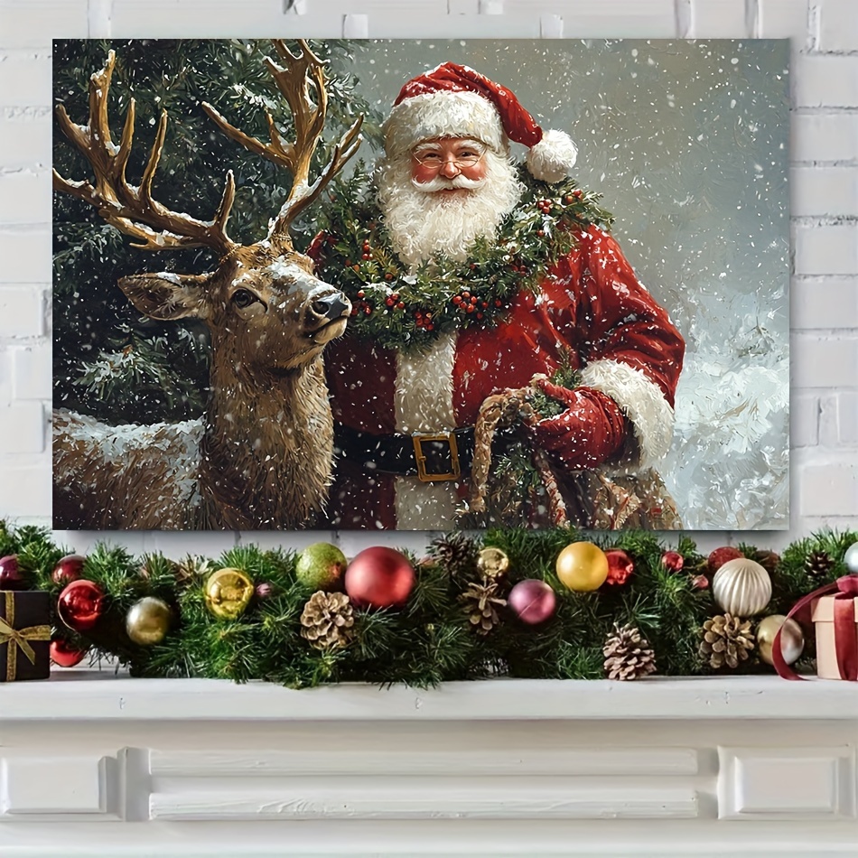 

Christmas And New And Elk Wooden Painting For Decoration, & , Decor, , Ready To