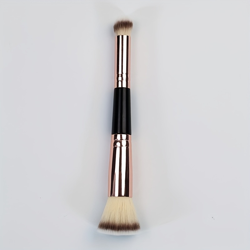 1pc/2pcs Professional Dual-ended Makeup Brush, Aluminum Alloy Handle, Soft Bristles, Suitable For Types, Foundation Brush, Blush Brush, Contour Brush, Highlighter Brush, Perfect Makeup Gift For Women