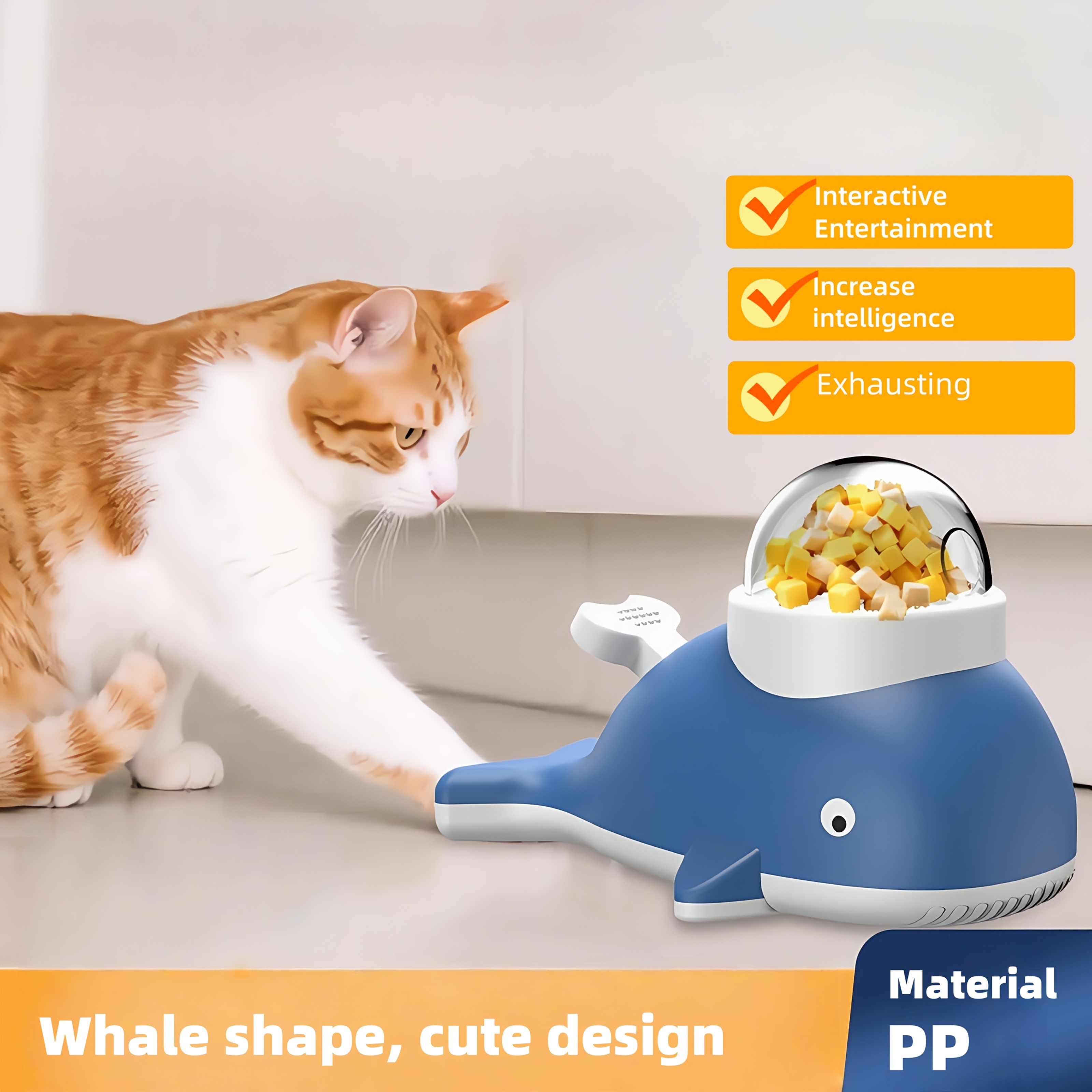 Distributeur de nourriture lent et interactif pour chiens et chats | Design Baleine Bleue, Plastique durable, Favorise la stimulation mentale et une alimentation saine, Aide à la digestion et réduit l'excès de nourriture, Convient aux chiots et aux chiens adultes, Distributeur automatique pour animaux de compagnie