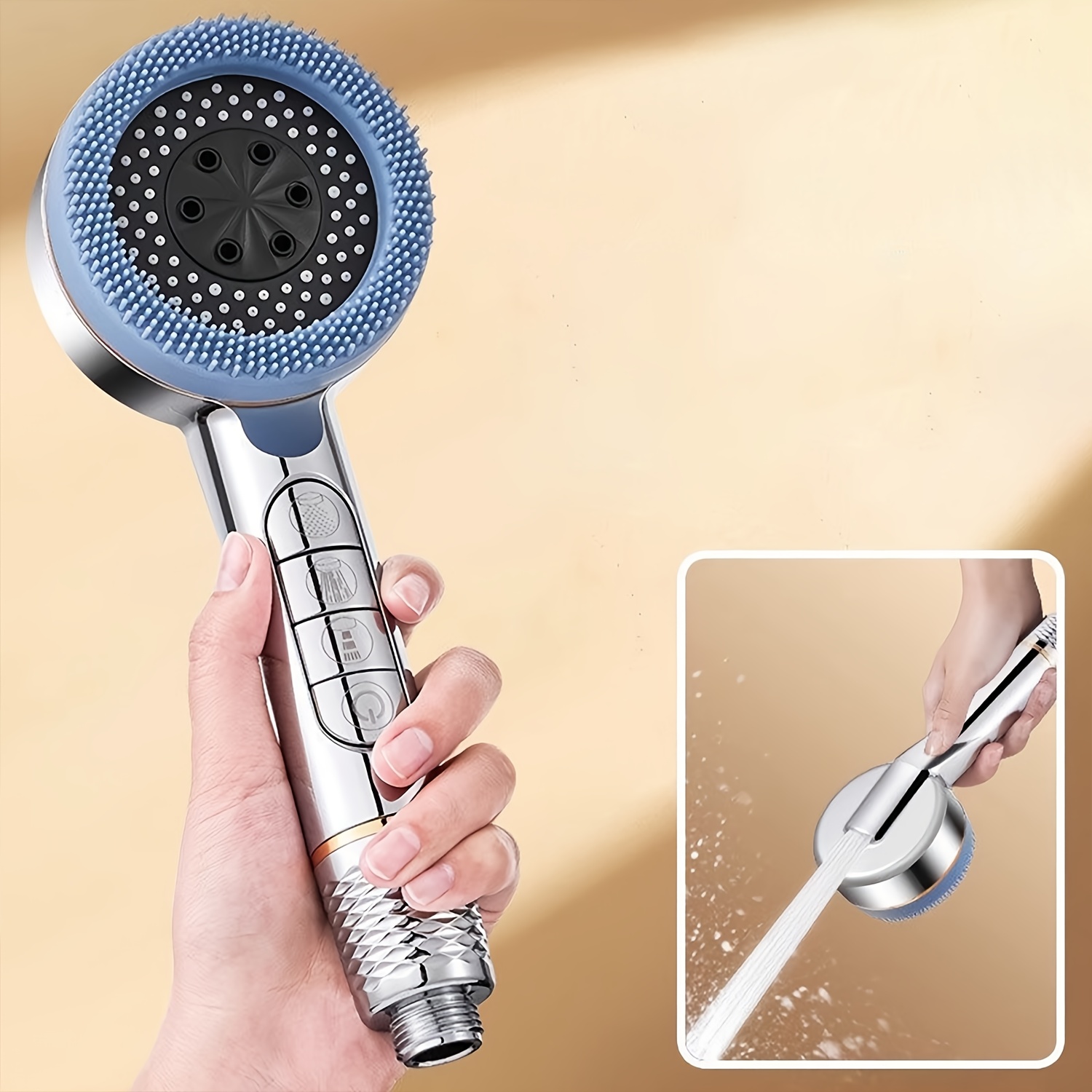 Image of Prague Piano Key Shower Head, High-pressure Shower Head With Filter, 4-spray Function Hand Shower, Self-cleaning Nozzles, Low Water Pressure, For Shower Use Only,for Shower Use Only