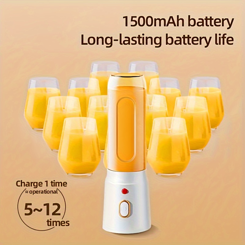 portable electric citrus juicer cup multi function usb rechargeable blender with dual detachable cups under 1l capacity round shape 1500mah lithium battery compact for home dorm travel outdoor use details 0