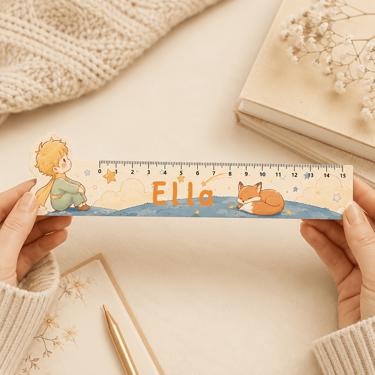 TEMU 1 pièce Règle personnalisée LE - Nom/ personnalisés, en bois, convient pour , , d'anniversaire, outil de mesure à code couleur avec Le ,