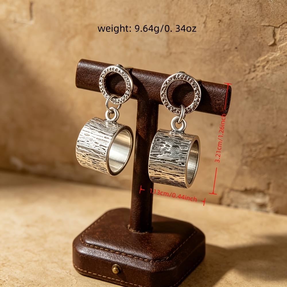 Vintage Hammered Texture Cylindrical Earrings