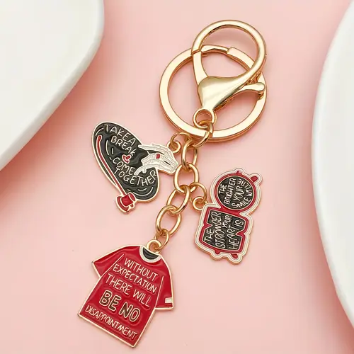 hip hop style keychain charms unique alloy bag accessories with take break without no disappointment designs cute handbag charms for purse key organizer cute keychain accessories purse decoration design durable charms
