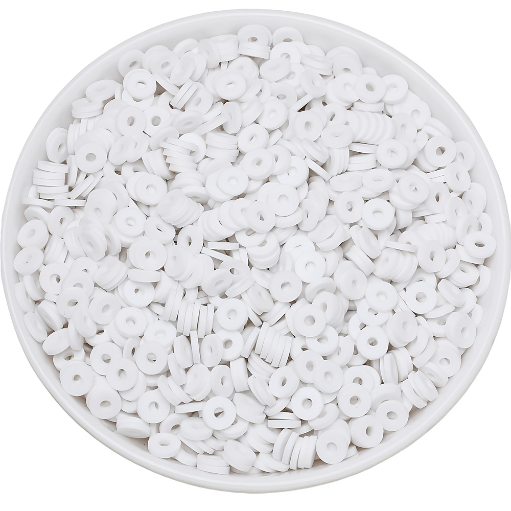 TEMU 6mm 3038pcs Flat Round Polymer Clay Beads For Making Bracelets And Necklaces, Assorted Colors, Black, White