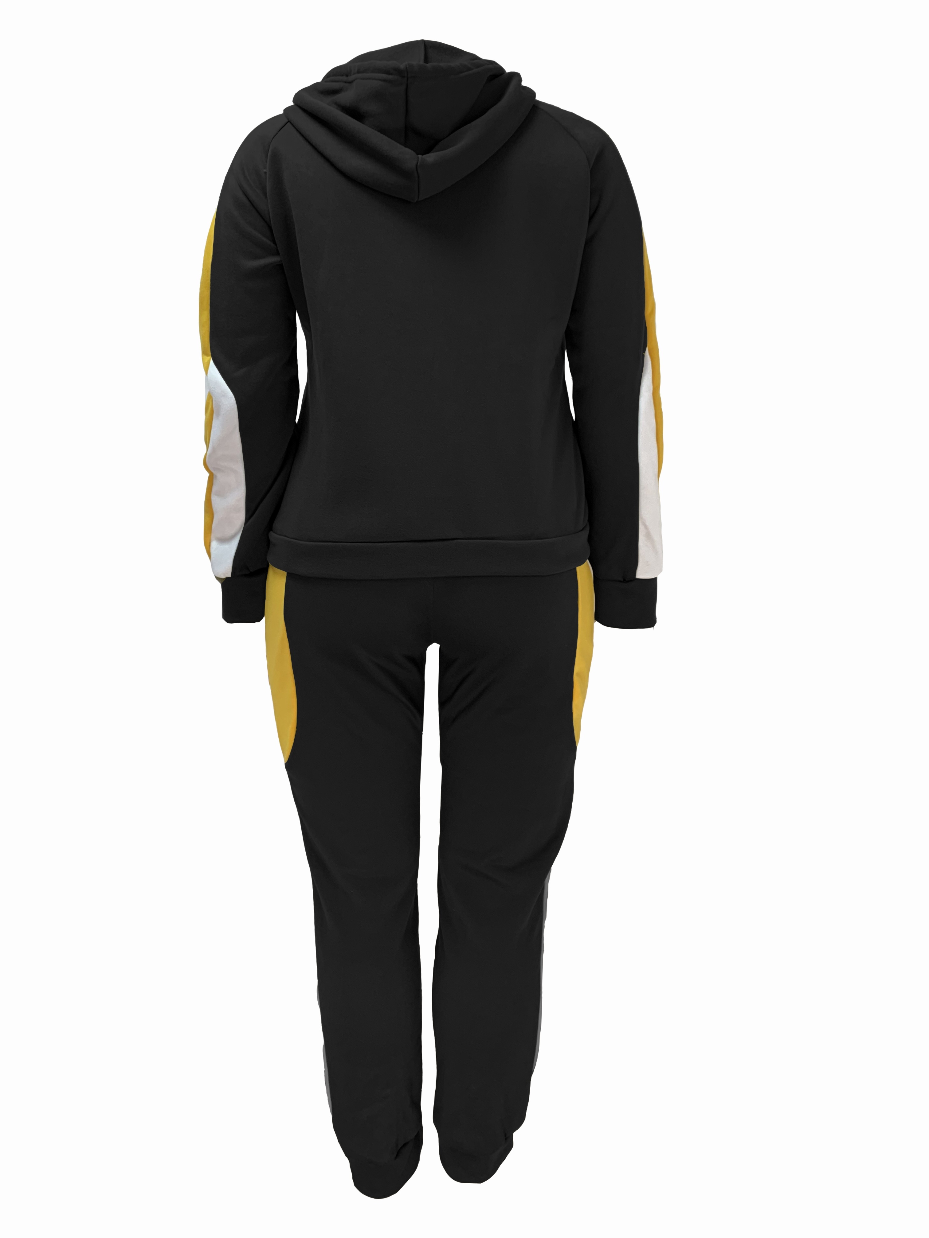 Plus Size Sporty Outfits Set, Women's Plus Solid Long Sleeve