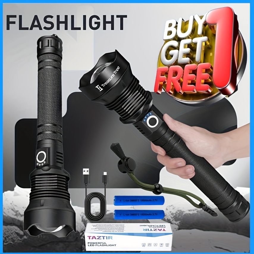 

Buy 1 Get 1 Free - P70 Rechargeable Led Flashlight, High Flashlights, 5 , 10000mah High Capacity For Camping And Hiking, Emergency, Fishing, Gear, Tools For Men, Valentine's Day Gifts For Men