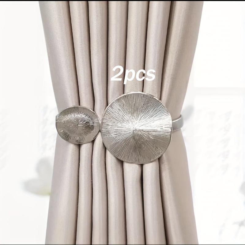 TEMU 2pcs Creative Lotus-shaped Spring Curtain Tiebacks, Round Metal Curtain Ties, Decorative Curtain Accessories, Curtain Organizers, Home Decor,