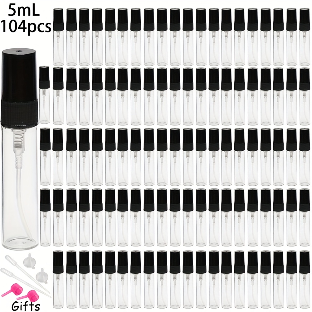 TEMU 104 piezas Juego al por mayor, Botellas de Perfume de Vidrio Transparente de Calidad, Botellas de Spray de 2ml 3ml 5ml 10ml, Pulverizador ,