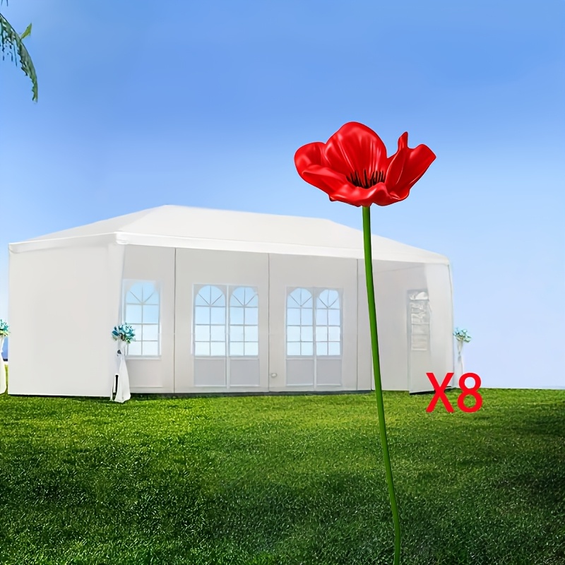 Image of Simulated Home Decoration - 8pcs Red Poppies, Suitable For Flower Arrangement, Table Decor, Outdoor Decoration, No Power Required
