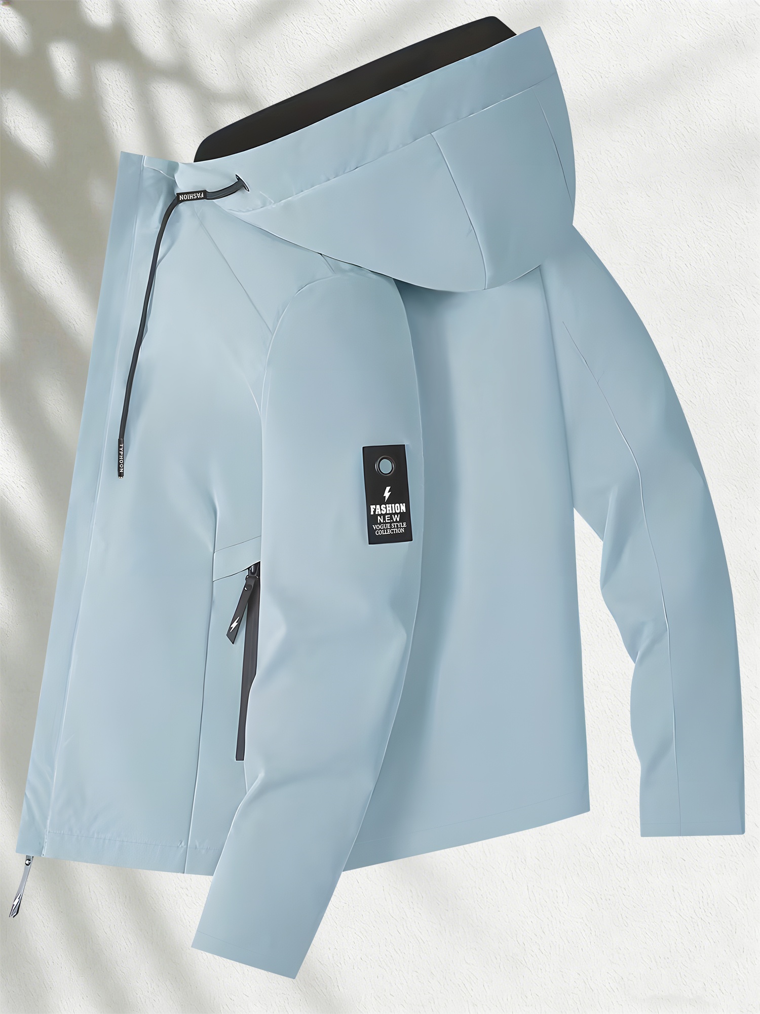womens hooded windbreaker jacket simple solid color with zipper design side pockets hood drawstring multiple colors   easy to care for casual and versatile essential for daily wear commuting and  