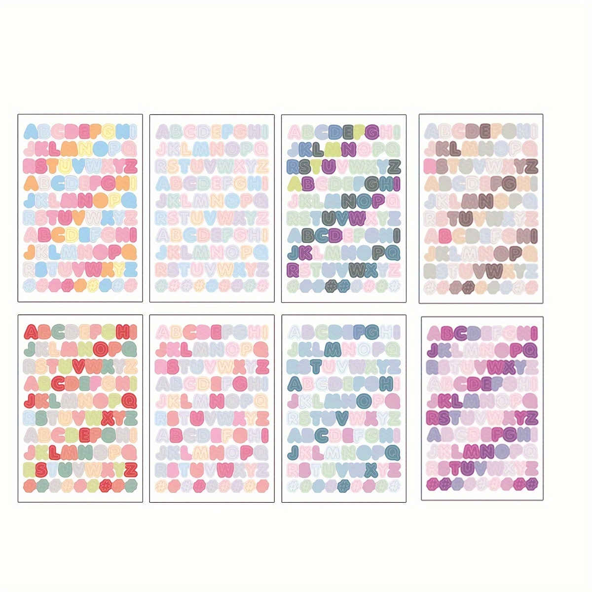 8 Sheets Colorful Alphabet Stickers - Pvc, Diy Journal & Planner Decals, Letters For Scrapbooking, Water Bottles, And Personalization, Stickers