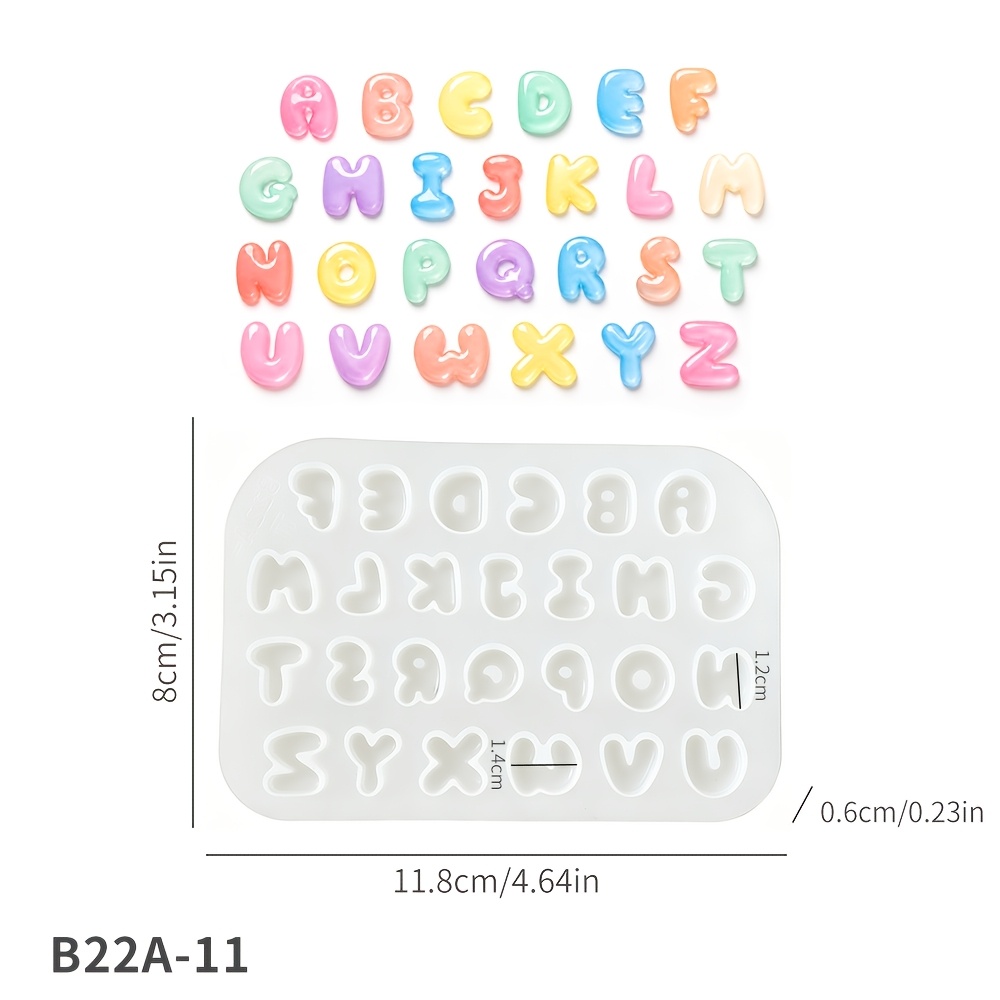 TEMU Petit moule en résine alphabet, moules en silicone alphabet pour époxy, moules de lettres pour kit de fabrication de pendentifs de bijoux de