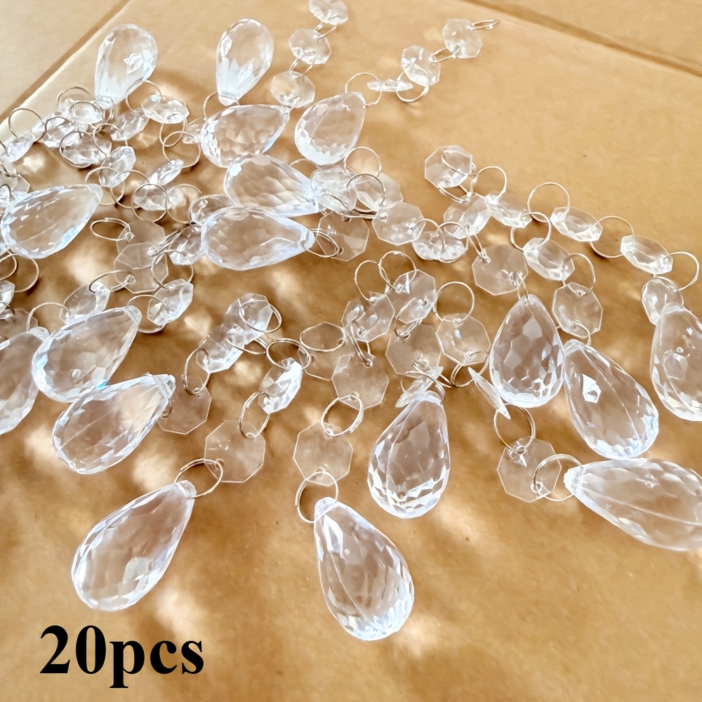 TEMU 20 Acrylic Christmas Decorations In Of Water , Resembling Crystal Acrylic Catchers, Transparent Hanging Ornaments For Centerpiece Decoration,