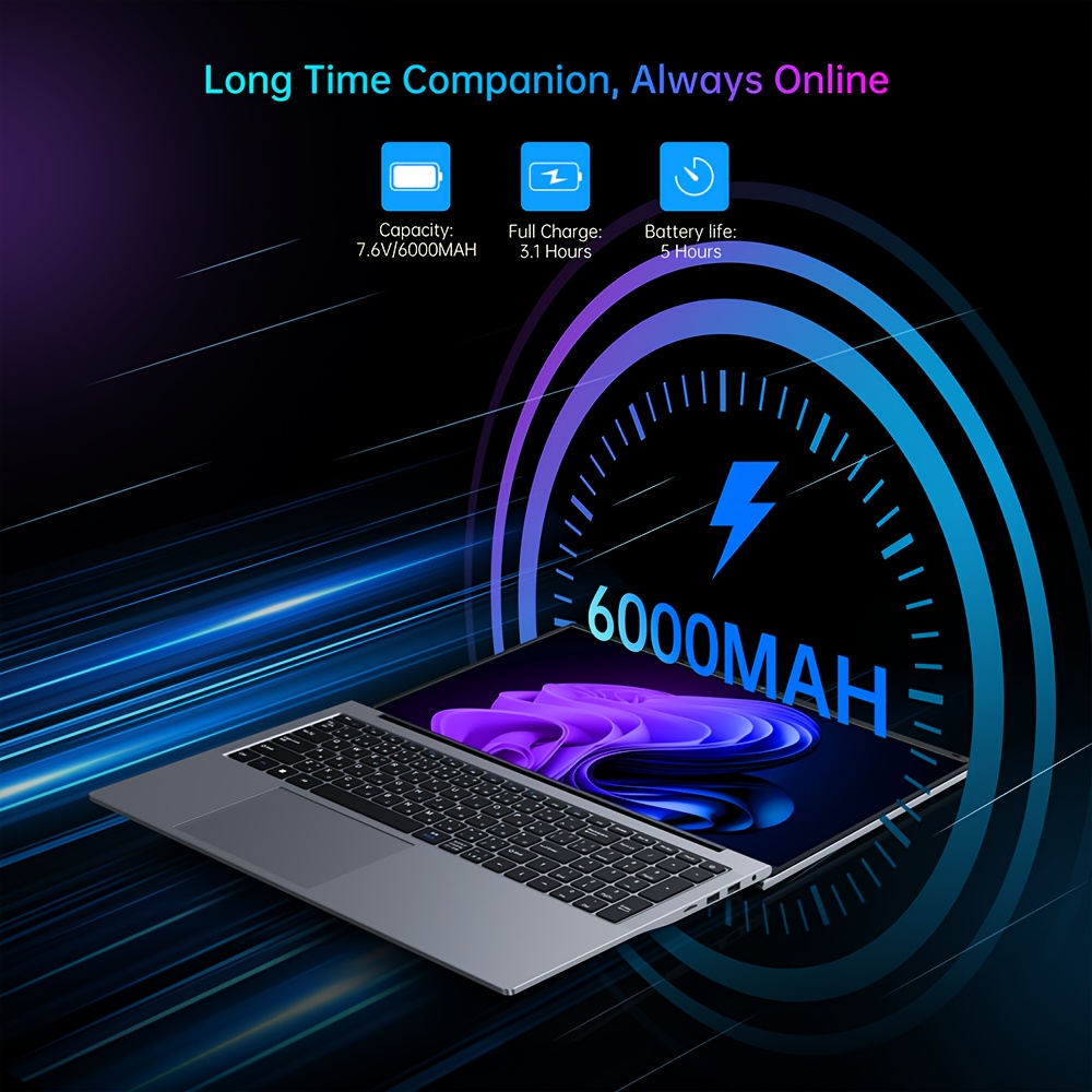 17,3 Inch Laptop, 16GB DDR4 512GB SSD Notebook, N-95 Processor tot 3,6GHz, Draadloze WiFi 5.0, 3 X USB 3.2