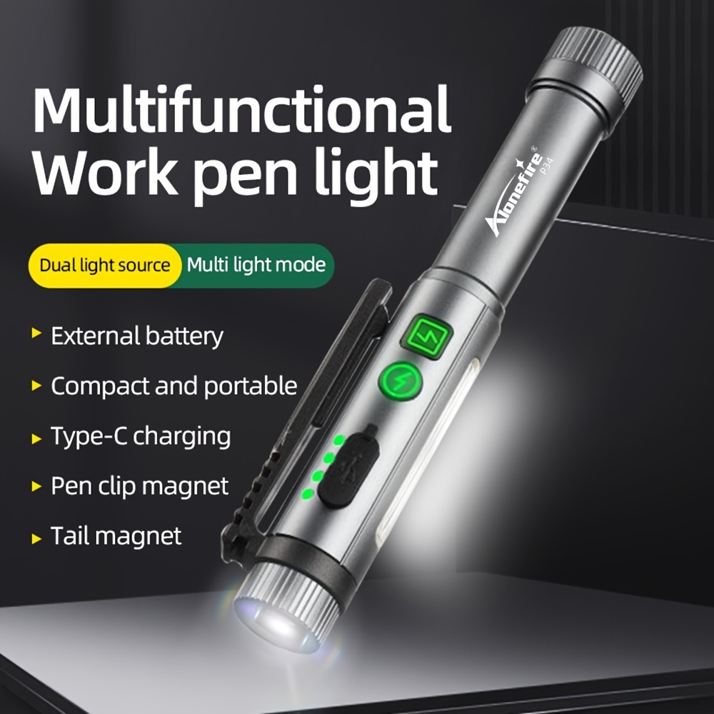 

Lampe stylo COB , lampe multifonction rechargeable par USB de C, lampe d' portable de , aimantée sac à dos, lampe stylo le air, la randonnée, les , la et la réparation