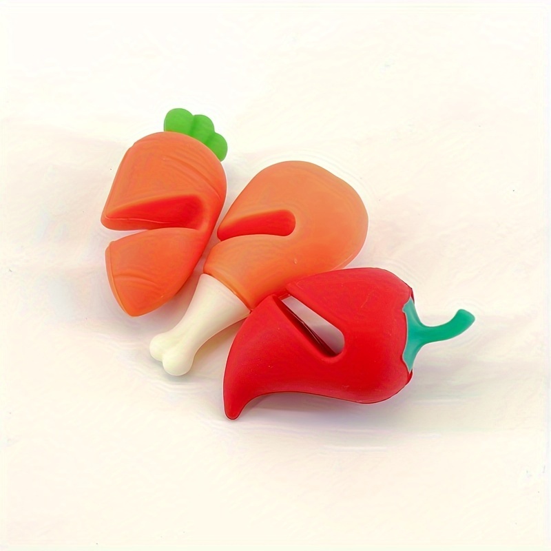 3 Piezas de Elevador para Tapas -derrames y Resistente al Calor con Diseño de Zanahoria y Pimiento - Accesorio Antideslizante en Silicona, Ideal para Abrir Fácilmente las Tapas del Horno o Sartén, Reduce Derramados, Perfecto como Regalo Diario u Ocasiones Festivas