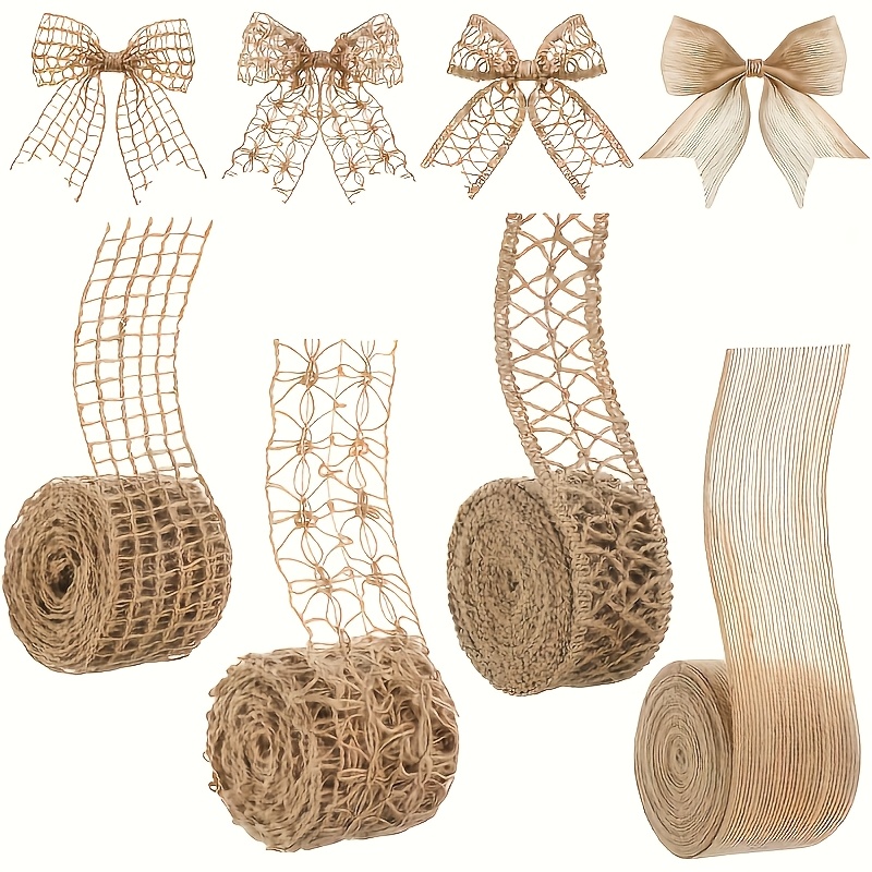 

78.74in Natural Jute Burlap Ribbon Pack - Ideal For Diy Crafts, Wedding Decor & - Versatile Home Accent In Multiple Widths & Textures