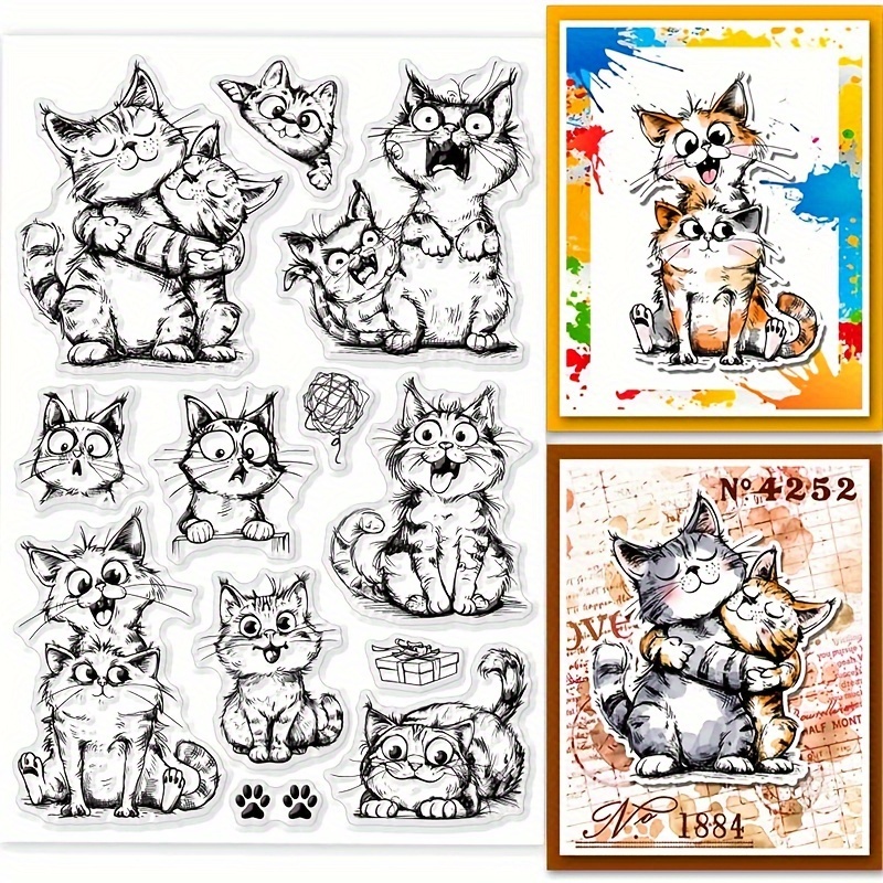 

1pc Cat-themed Pvc Stamp For Scrapbooking & Card Making - Artistic Drawing Tool