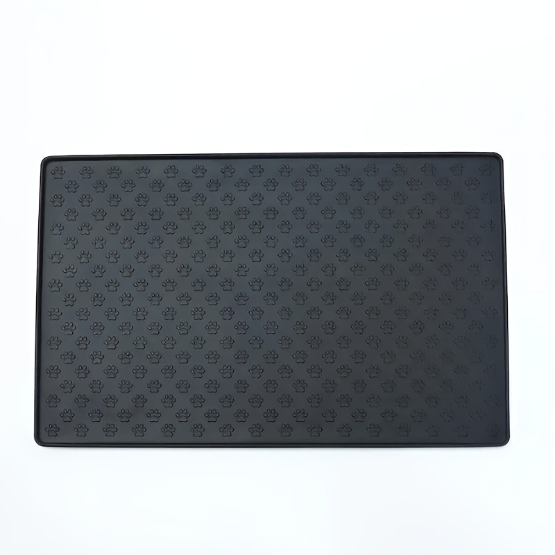 

1pc Black Silicone Pet Placemat With Embossed Pattern - Easy-clean, Foldable, Non-slip & Waterproof Feeding Mat For Dogs And Cats, Protection | Decorative Pet Item | Silicone, Silicone Dog Food Mat