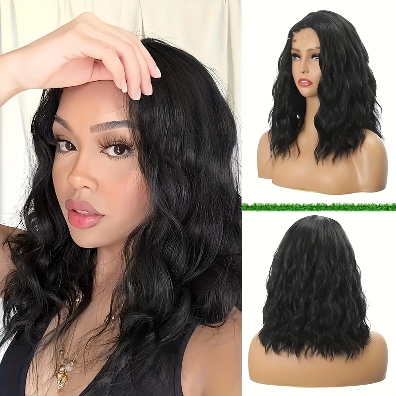 

14 Inch Short Curly Wig For Women - Pre-, Adjustable Cap, Soft Breathable, 150% Density Brazilian Curly Hair, Black Middle Part, Short Hair Style, Sassy Glueless Wig