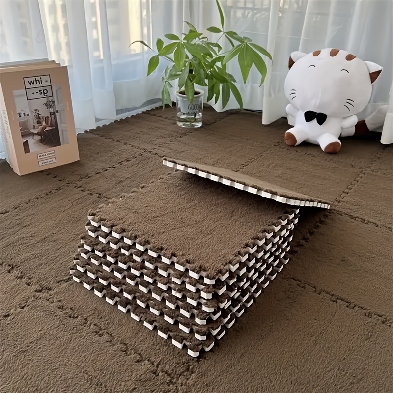 12-Piece Set of Thickened Polyester Puzzle Mats, Full Coverage Design for Living Room and Bedroom, Easy to Assemble, Hand Wash Only, Modern Home Decor Gift with Soft Touch