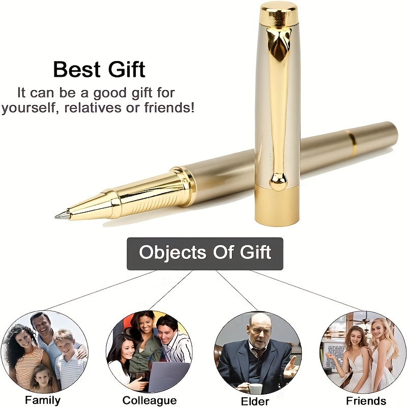 

Personalized Engraved Golden Metal Ballpoint Pen Set, , Quick-dry Ink, With Refills And Gift Box, For Business, Graduation, Or