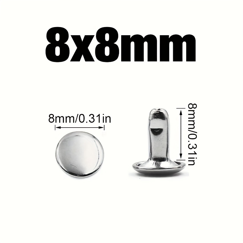100 Sets Heavy-duty Leather Rivets Compatible For Diy Crafts, Tubular Metal Rivet With Double Top - For Leather Repair, Clothing, Shoes, Bags, Belts (100pcs Bulk Pack)