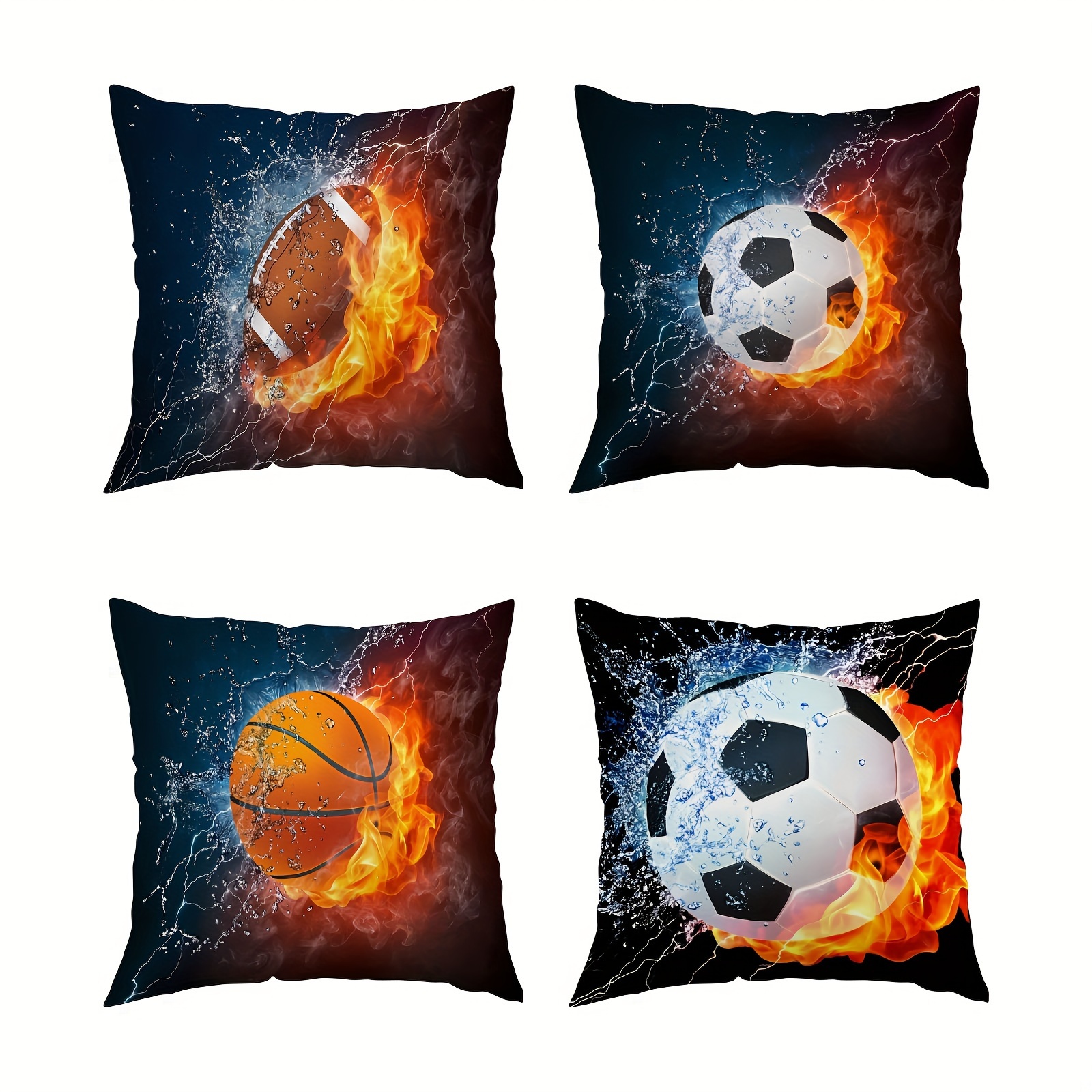 

1pc, Plush Pillow Cover For Basketball, Football, Rugby, With Zipper, Single-sided Printed Pillow Cover, Home Decoration For Sofa And Bedroom, Without Pillow , 18x18 Inches